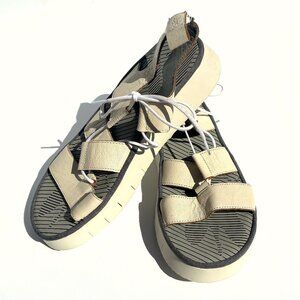 Women’s Fly London Strappy Lace Up Leather Sandals, Cream Size 8-8.5 /39 EU